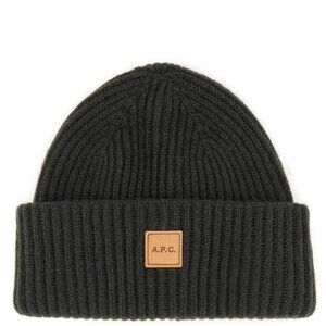 A.P.C. MICHELE KNIT WOOL & CASHMERE BEANIE IN GREEN SIZE 1 / SMALL/MEDIUM